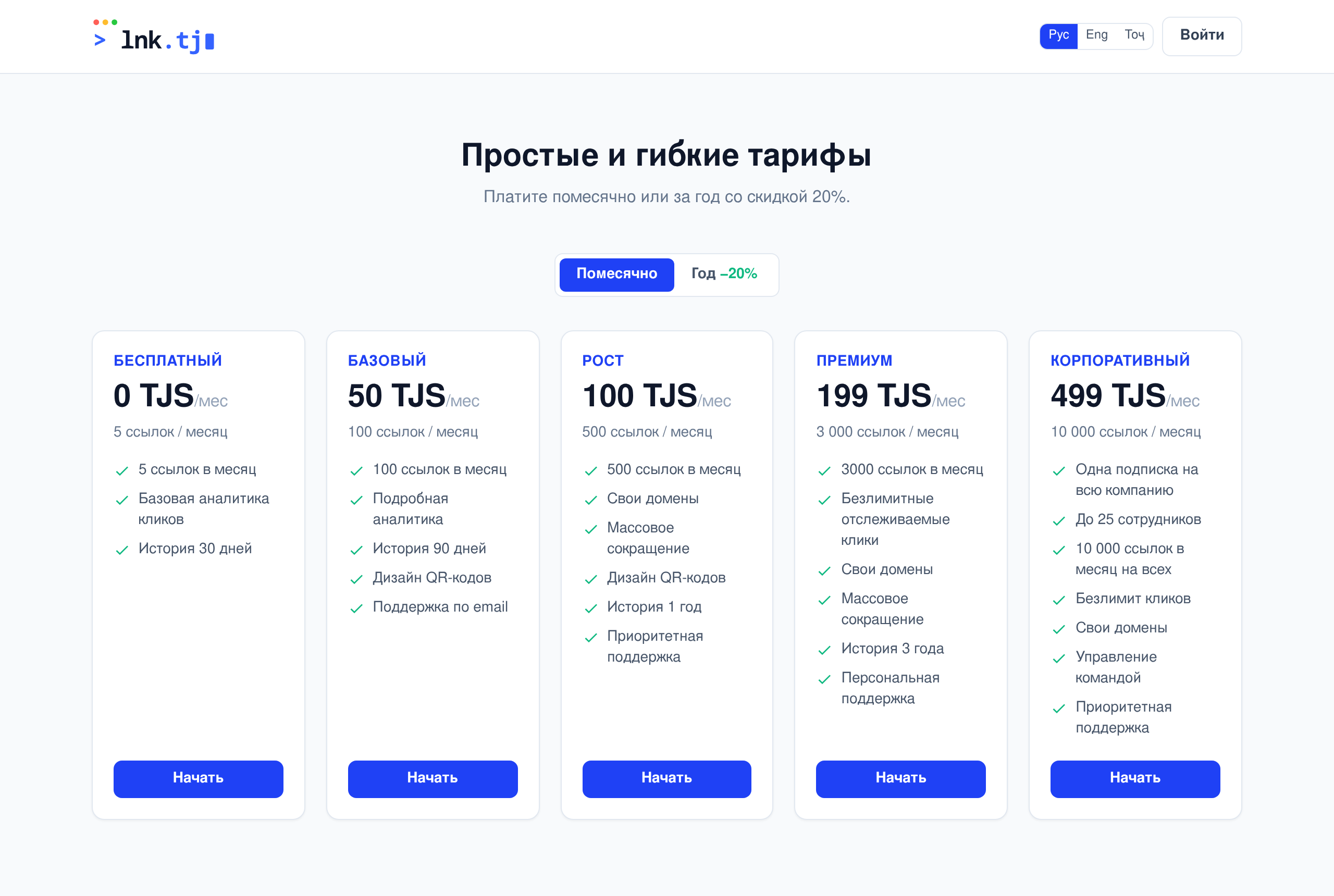 Тарифы, промокоды, годовая оплата